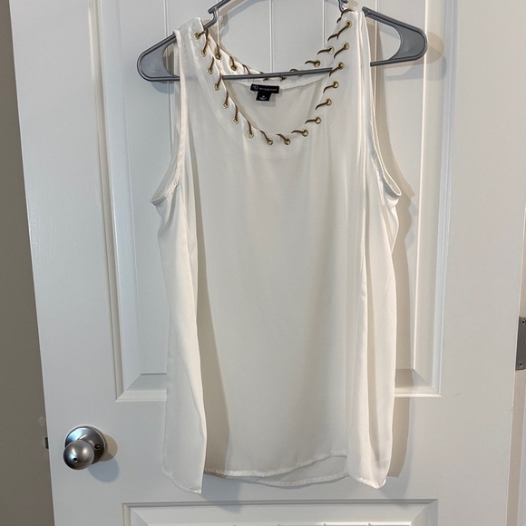 new directions Tops - New Directions White Tank Top with Gold Accents